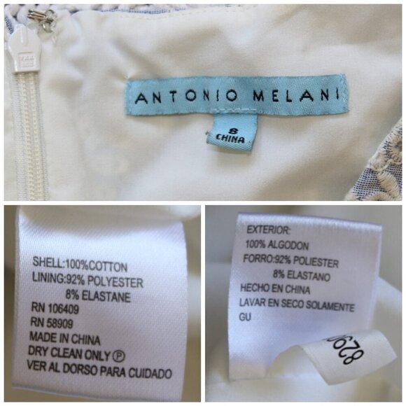 Antonio Melani Zuri Eyelet Embroidered Midi Dress Size 8/M Sleeveless Bluebell - Picture 11 of 11